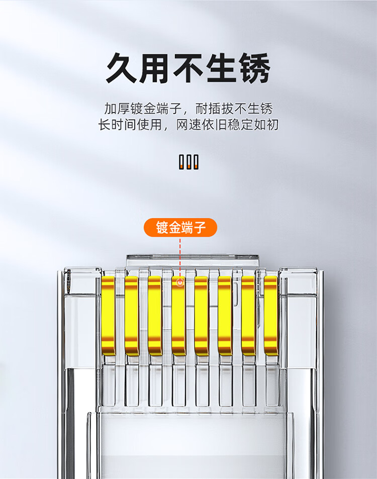 SAMZHE Cat5e Gold-Plated RJ45 Connectors, Engineering Network Cable Crystal Heads, Unshielded 8P8C Connectors, 100 Pieces, YH-5100 5