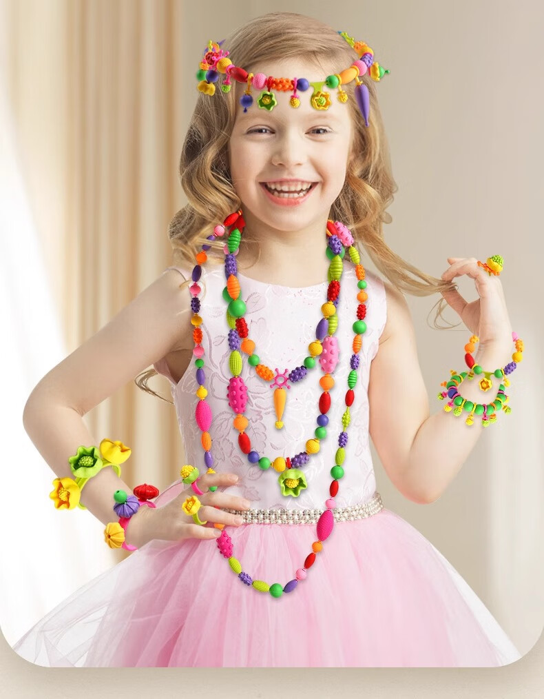 Guo'er Children's Pretend Play Toys, Girls' Versatile Pop Art Beading Craft, Realistic DIY Bracelet And Necklace, Birthday Gift 2