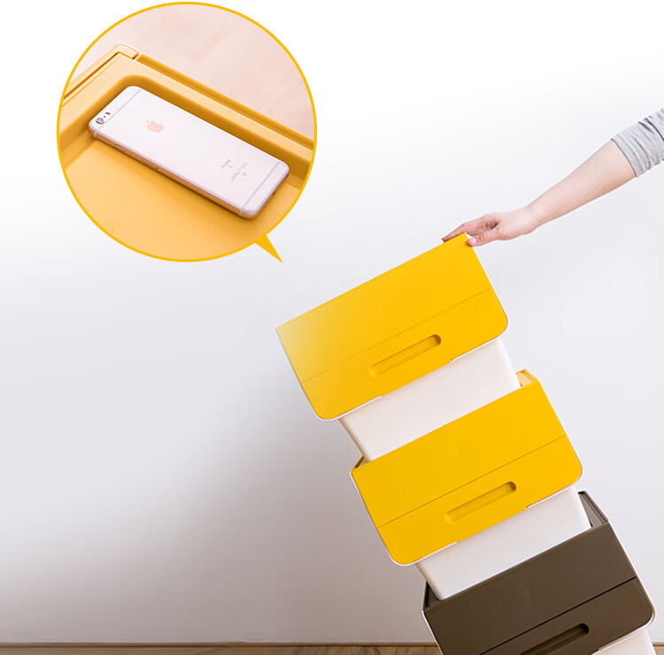 CHAHUA Plastic Clothes Storage Box, 34L, Coffee Color, Set of 3, Slanted Opening with Lid, Closet Organizer Box 14