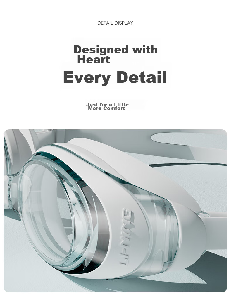 Li-Ning Swimming Goggles for Women, High Definition Anti-Fog Swim Glasses for Men, Adult Myopia Swimming Goggles And Swim Cap Set, 55-808 White, -4.00 Diopters 10