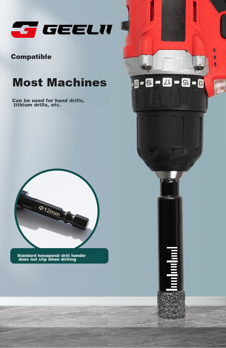 GeeLii Ceramic Tile Hole Cutter, Glass Vitrified Tile Marble Dry Drilling Bit 10mm 59102 7