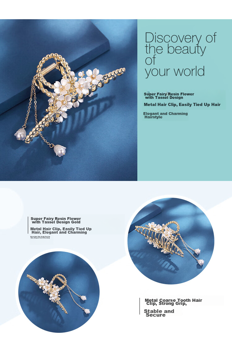 CHIMERA Elegant Hair Claw Clip with Flower And Shark Design, Luxurious Hair Clip for Back of Head, Bun Maker, Mid-Autumn Festival Gift for Wome 17