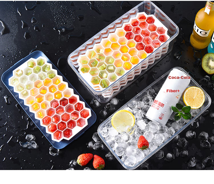 Suncojia Ice Cube Mold, Ice Making Tool for Home Use, Ice Box for Making Ice Balls, Refrigerator Freezer Tray, Silicone Storage Box with Lid, 47 Compartments 20