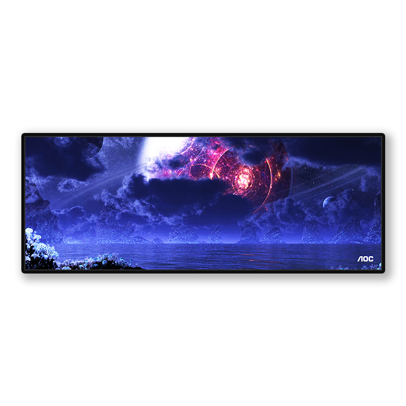 AOC Full-Property Series, Gaming Mouse Pad, Extra Large, 800*300*4mm Thickened with Locked Edges, Office Keyboard Computer Desk Pad, Sci-Fi Blue, M150 Eclipse