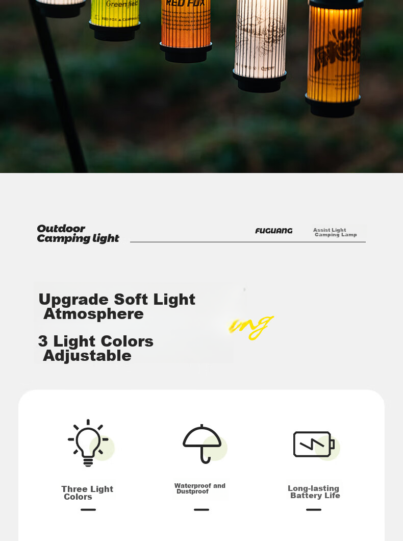 E-Rover Multi-Functional Camping Light, Outdoor Tent Light, Long Battery Life, Ambient Light, Illumination Tent Light, USB Rechargeable 2