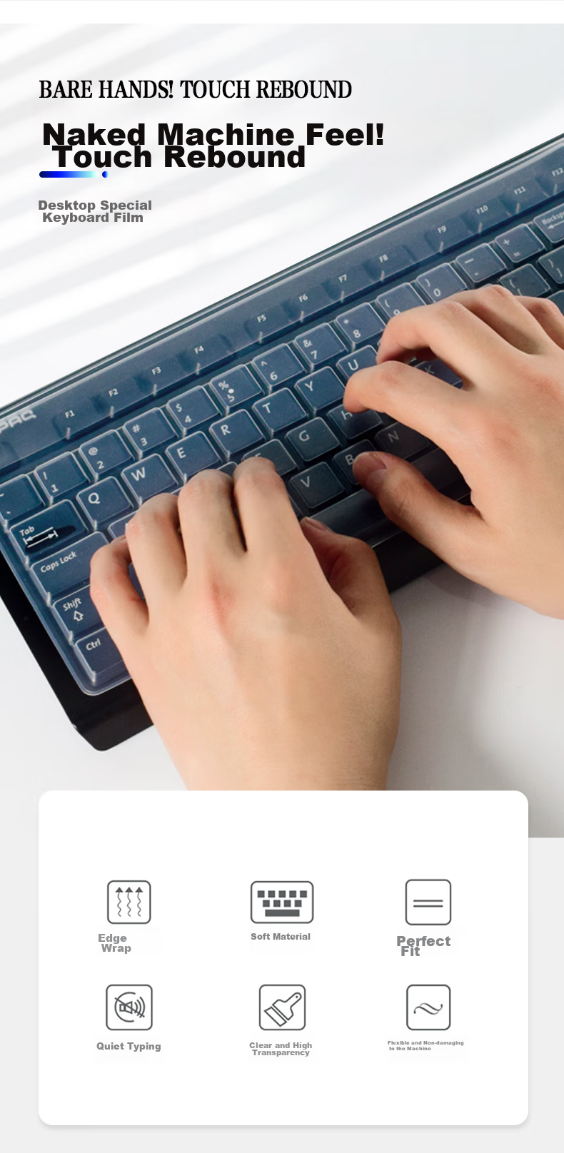 Beifang Desktop Computer Keyboard Transparent Protective Film, Clear Film for Laptop Keyboard, High Transparency Silicone Invisible Film, Waterproof And Dustproof Cover 30513 2