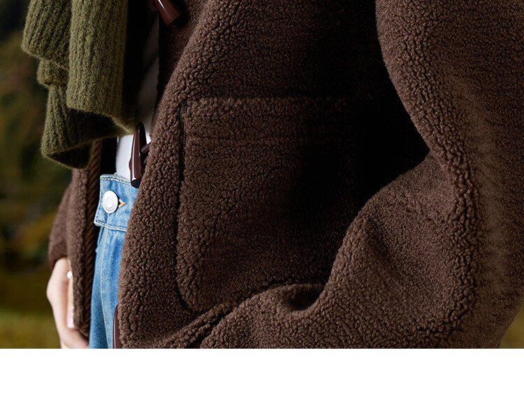 Dme [Black Chocolate Oreo Jacket] Winter Casual Short Faux Shearling Jacket for Women, Dark Brown, M 14