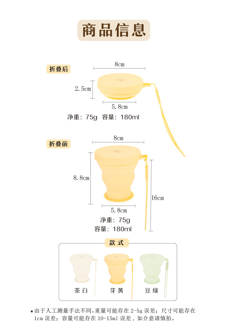 Shuke Foldable Silicone Cup, Travel Mouthwash Cup, Portable Toothbrushing Cup, Compressed Food-Grade Cup 1