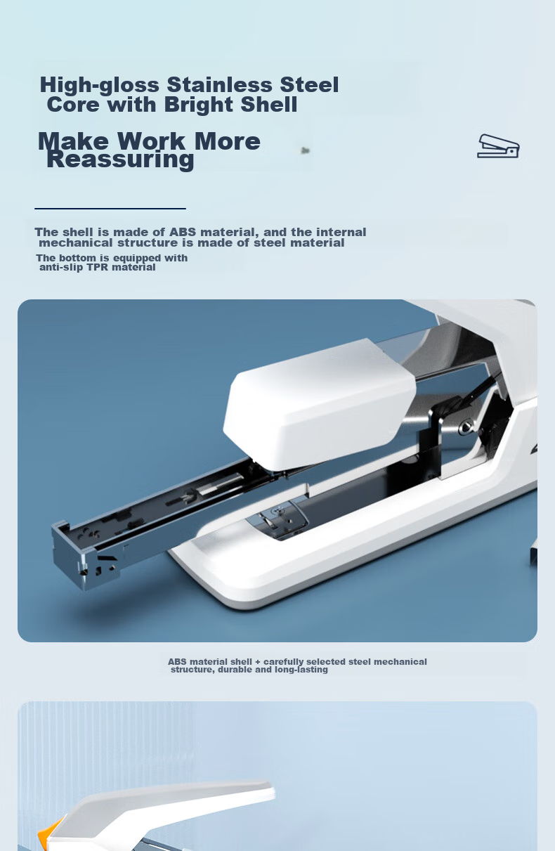 Deli (Deli) 40-Page Low-Effort Stapler, Anti-Jam Function, Pop-Up Staple Channel, Office Supplies, White 5
