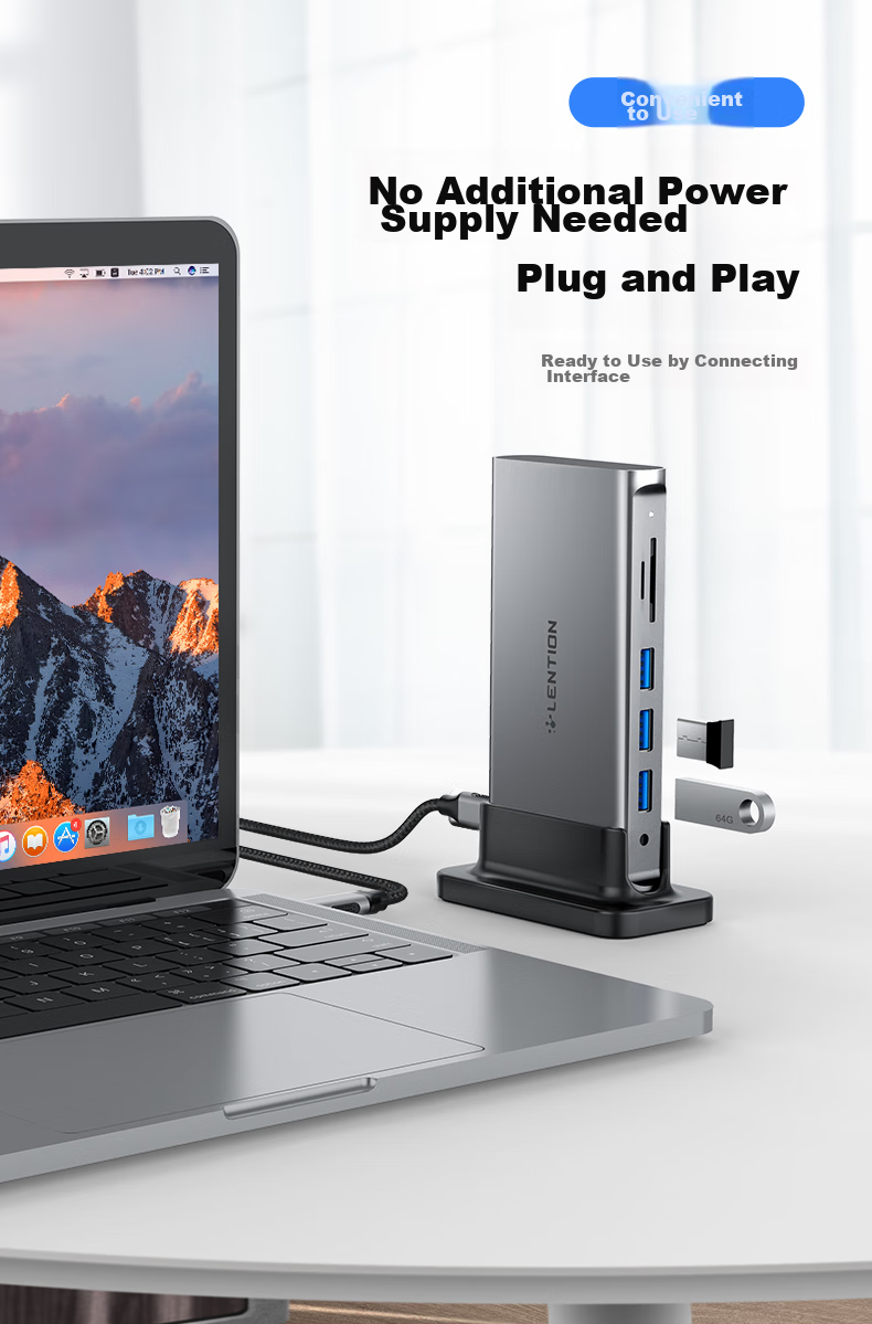 LENTION Compatible with Apple Laptops, Type-C Expansion Dock, USB 3.0 Hub, HDMI 4K Screen Mirroring Converter, Splitter Adapter, SD/TF Card Reader 11