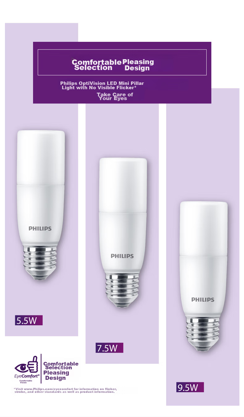 PHILIPS LED Bulb, E27 Screw Base, Energy-Saving Light Bulb for Home Use, Super Bright Globe Bulb, Replacement for Small Pillar Lamp, 9.5W, 6500K 8