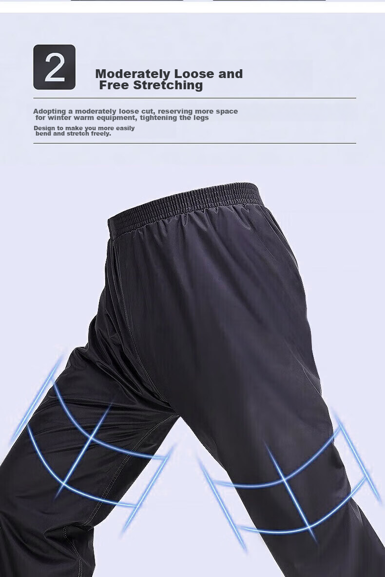 BWNK Waterproof Rain Pants for Men, Half-Body Heavy-Duty Breathable Wear-Resistant Adult Raincoat, Black One Size Fits All, 1 Piece 4
