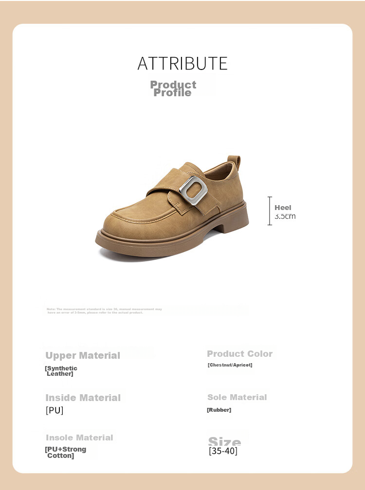 ZHR Women's Loafers, Retro Lightweight Thick-Soled Flats, Fashionable Metal Buckle Comfortable Birkenstock Shoes, JF19, Chestnut Color, Size 37 4