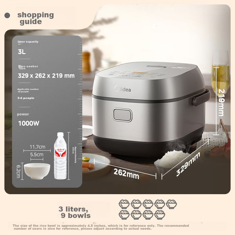 Midea 3L Rice Cooker, IH Heating, Nutritious Mixed Grain Rice, 24h Smart Reservation, 1.5mm Fine Iron Pot, Detachable Upper Cover for Cleaning, MB-CFB3036H [ZMD Peace of Mind Series]