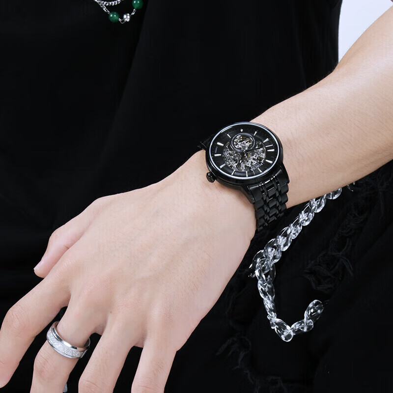 POSCER Men's Stainless Steel Hollow Mechanical Watch Top Ten Brand Men's Watch New Year Gift for Boyfriend 51020M.BBB
