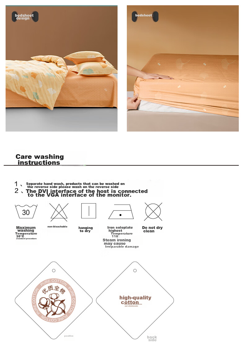 LOVO Luolai Home Textiles, Pure Cotton Brushed Four-Piece Bedding Set, Autumn And Winter Thickened Pure Cotton Bed Sheet And Duvet Cover, 200*230cm 18