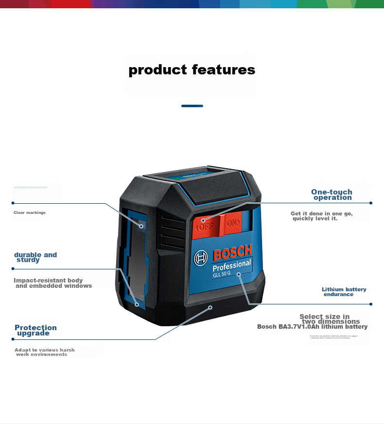 BOSCH High-Precision Green Light 5-Line Leveling Instrument, Laser Level Ruler, Electronic Ruler, GLL 50-15 XG 12