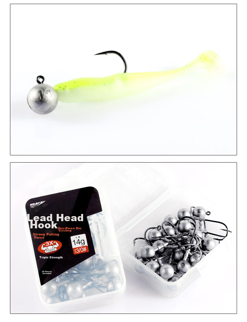 BKK Triple Reinforced Lead Head Hook Lure Soft Bait Hook Curved Shank Hook Anti-Snagging Bottom Hook for Bass And Mandarin Fish Fishing 6