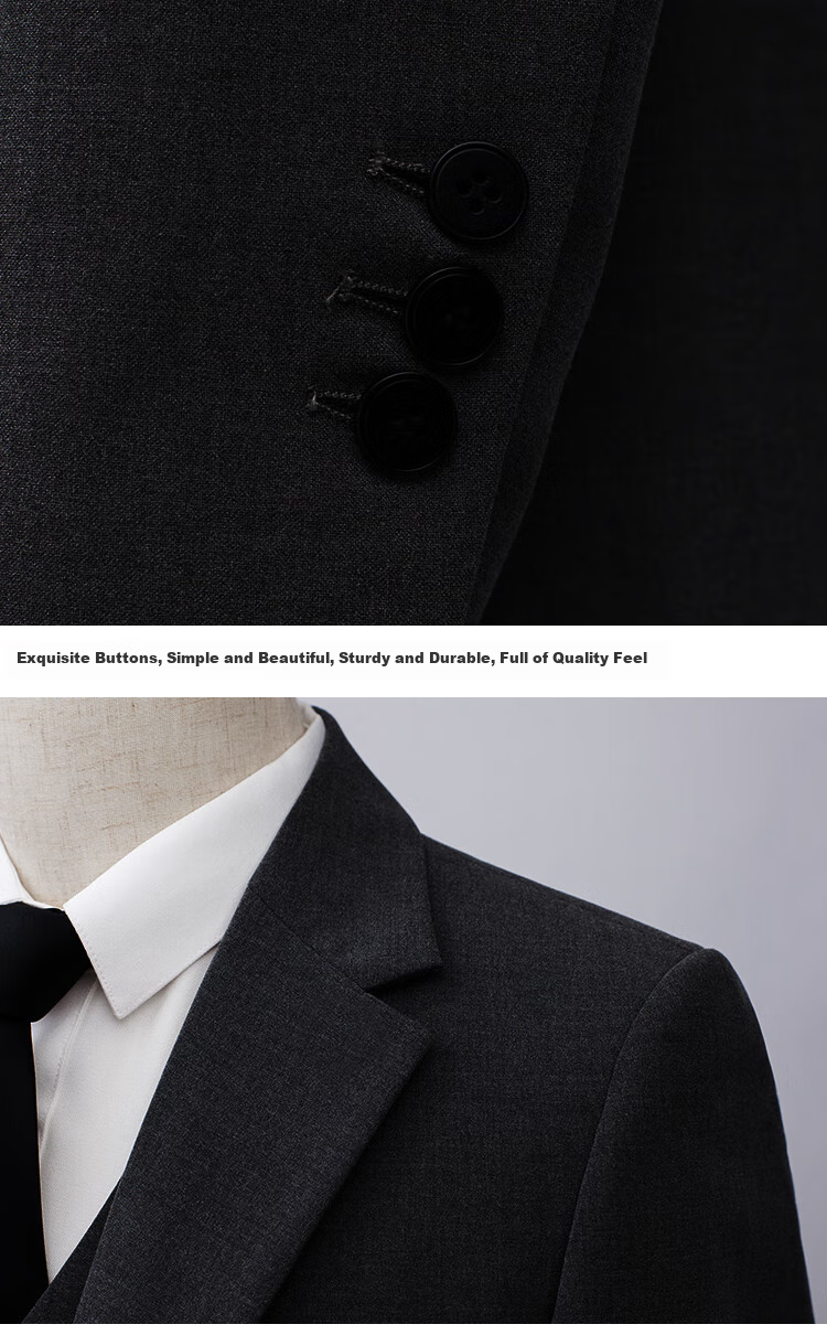 Patuowa Men's Suit Set, Slim Fit Professional Formal Wear, Men's Business Suit, Wedding Attire, Black, 4XL 18