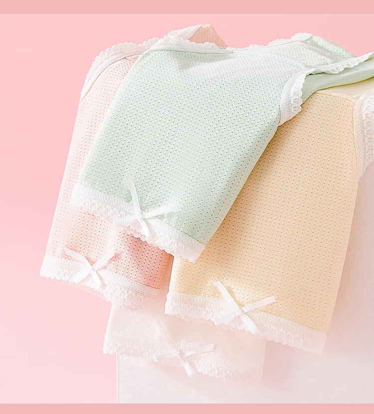 LangSha Girls' Summer Thin Underwear, 5A Antibacterial, for Older Children And Teenagers, Ice Silk Mesh Triangle Panties, Pack of Four, Size 150 8