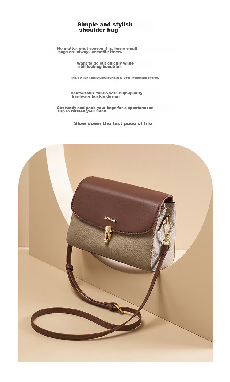 Aokang Women's Handbag, Trendy Cowhide Small Square Bag, Light Luxury Crossbody Shoulder Bag, Birthday 520 Gift for Girlfriend Or Wife 3