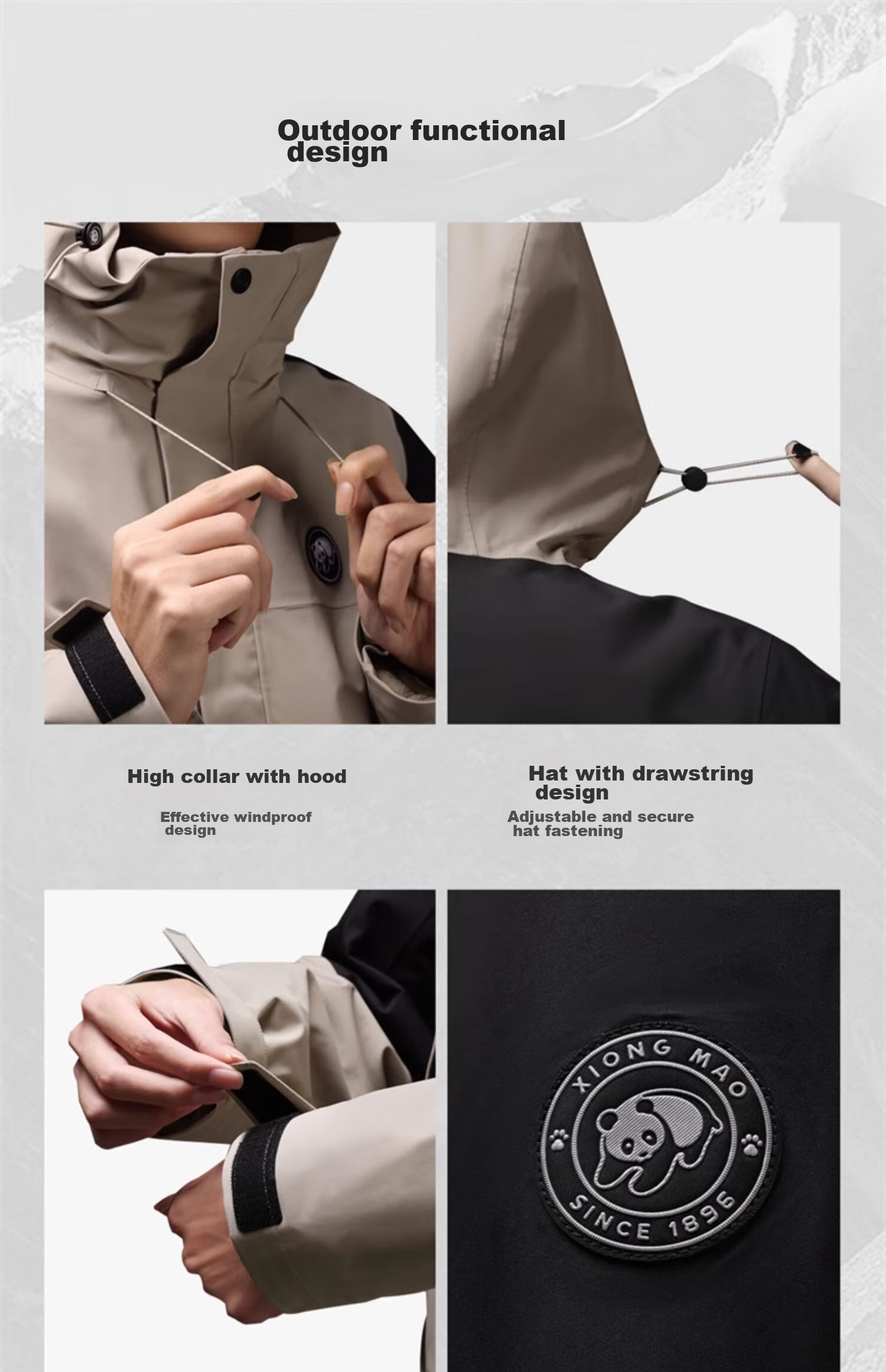 CAMEL Panda Outdoor Three-In Orange Jacket for Men And Women, Windproof Waterproof Triple-Protection Coat Hiking Wear R611 23