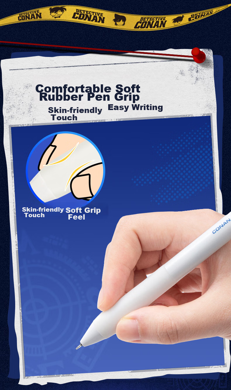 AIHAO [Back to School Essential] Conan Collaboration Erasable Pen, 0.5mm, Elementary Student Handwriting Practice Pen, ST Tip Retractable Pen, Exam Writing Pen, Moli Erasable Gel Pen, Crystal Blue, Jide GP2761 9