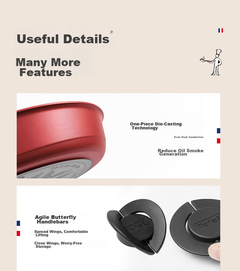 Tefal Detachable Frying Pan 26cm Convertible Baking Dish Cookware Compatible with Induction Cooker And Oven, Titanium Non-Stick Pot Can Be Washed in Dishwasher 26