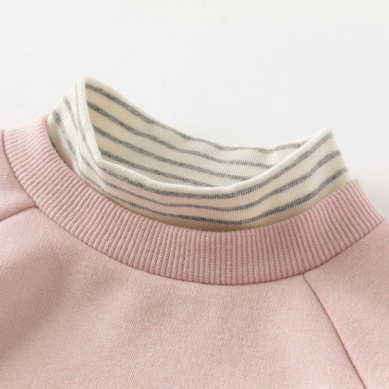 DAVE & BELLA Kids Winter Fleece-Lined Mock Two-Piece Spliced Half Turtleneck Sweatshirt for Boys and Girls