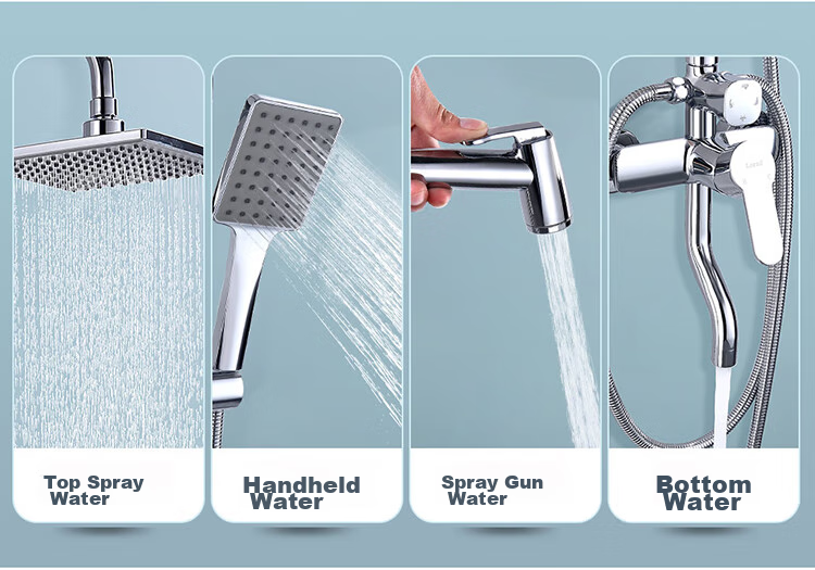 Larsd Shower Head Set, Square Spray Gun Shower Head, Silver Shower Faucet, High-Pressure Shower Head Complete Set F816 11