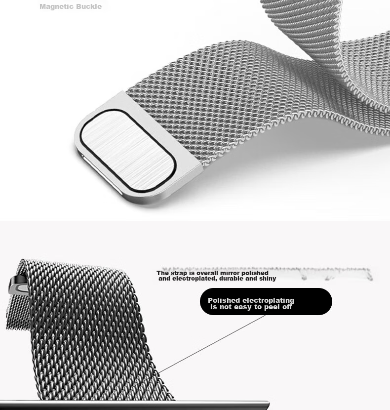 ESCASE Compatible Apple Watch Band, IWatch SE3 Milanese Magnetic Buckle Strap, Supports Apple Watch 11/SE2/9/8, 41/40/38mm, Silver 9