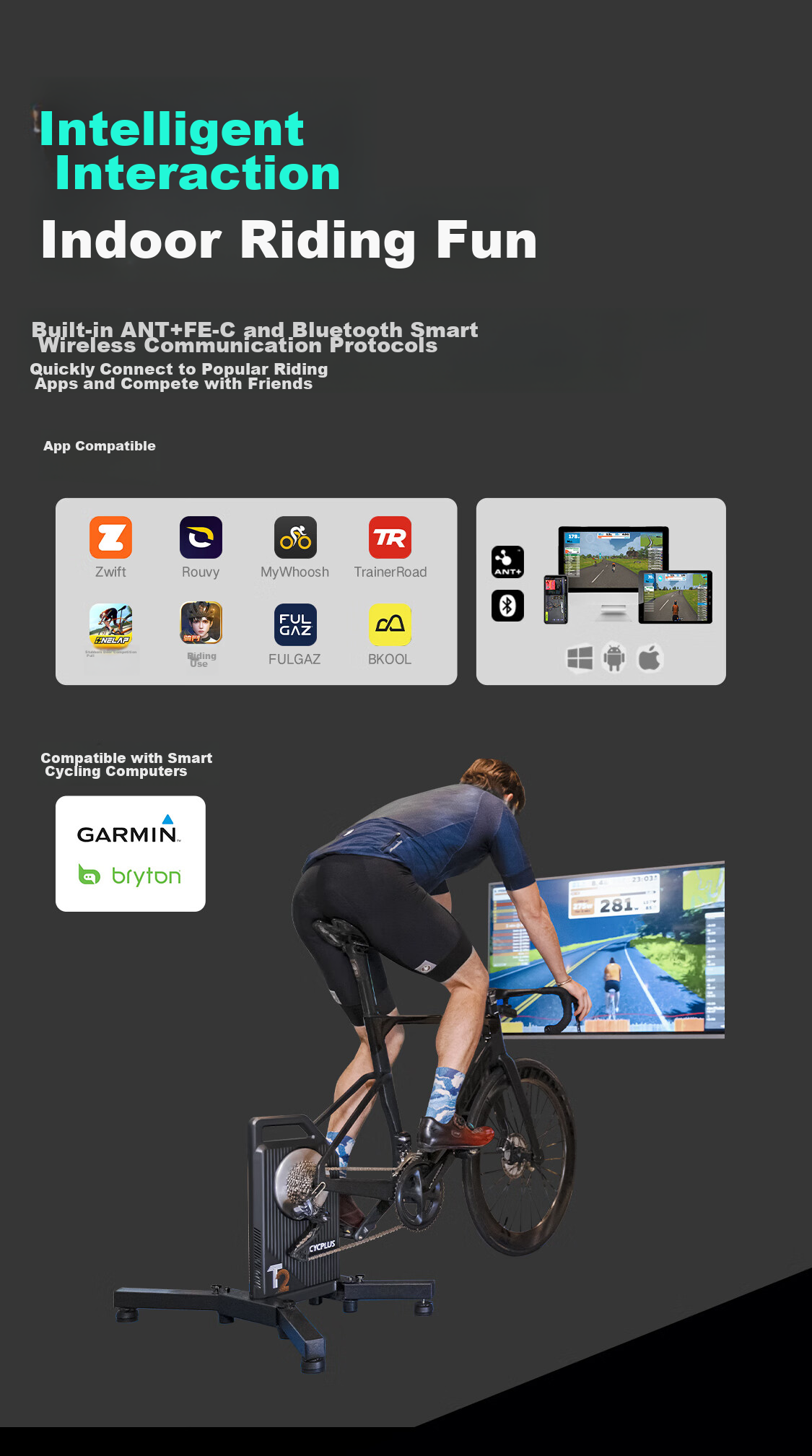 CYCPLUS Fitness [National Team Edition] T2 Intelligent Direct-Drive Cycling Trainer, Indoor Road Bike Power Training Stand, Practice Statio 18