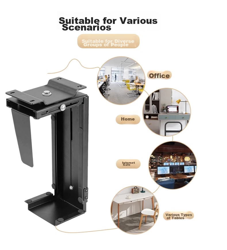 Zhiercheng Computer Tower Stand Adjustable Desk, Computer Case Hanging Bracket, Desktop Computer Chassis Support Rack, Adjustable Size And Rotating Angle, Easy Cable Management 2