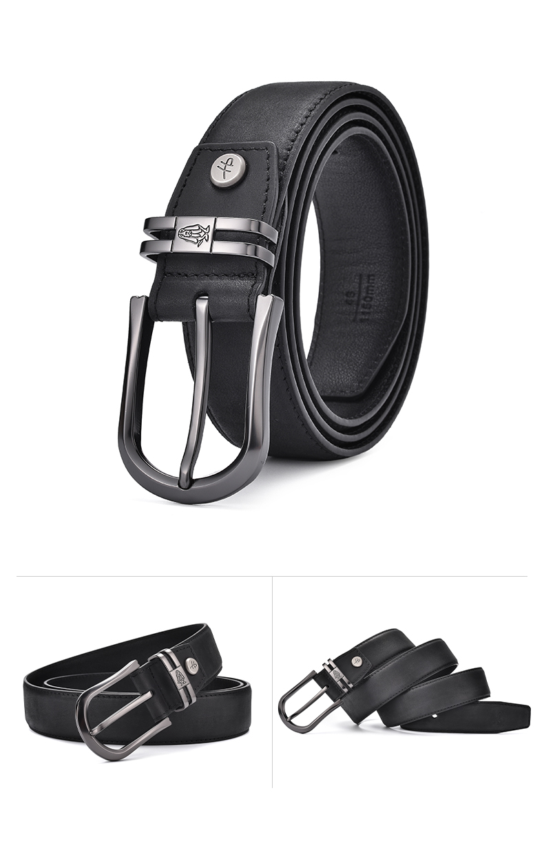 Hush Puppies Men's Leather Belt Simple Classic Versatile Birthday Gift for Boyfriend with Practical Gift Box 5