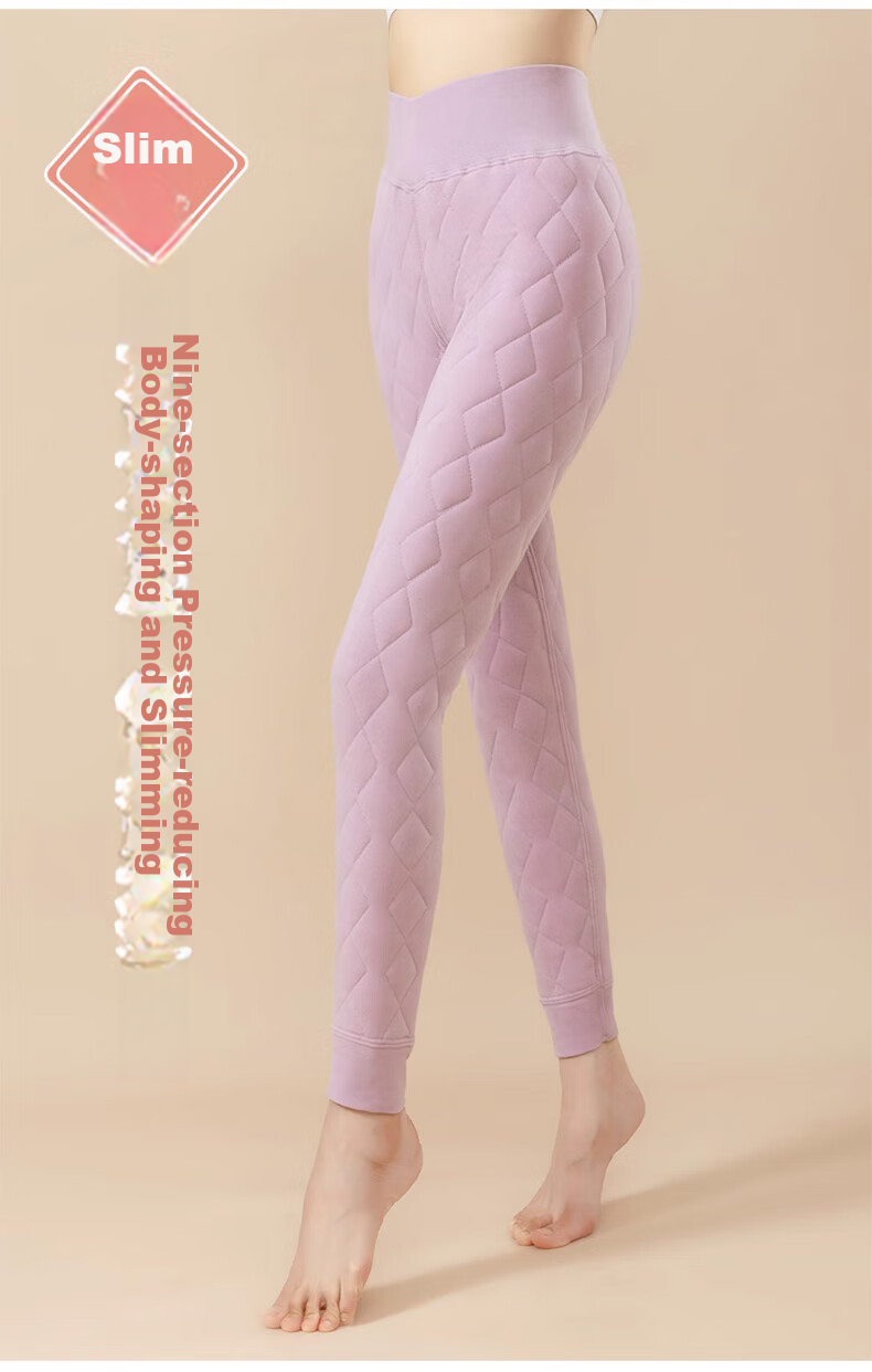 LangSha Women's Thermal Pants, 100% Wool, Autumn And Winter Fleece-Lined Thick Cotton Pants, Extra Thick Lambswool Autumn Pants, Plus Size Base Layer Pants 10