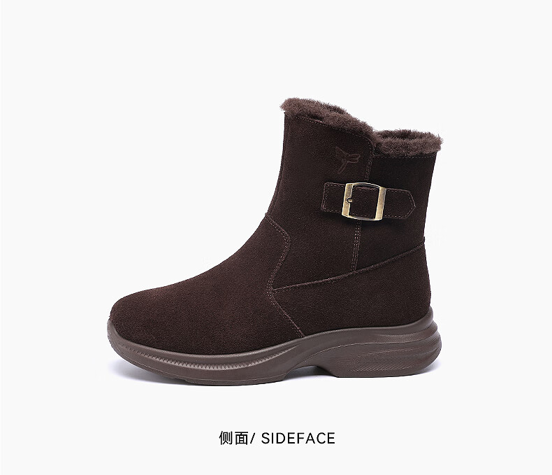 Red Dragonfly Fleece Lined Warm Snow Boots Thickened Classic Northeast Cotton Boots Women's Casual Ankle Boots WTC443801R Black Size 37 9