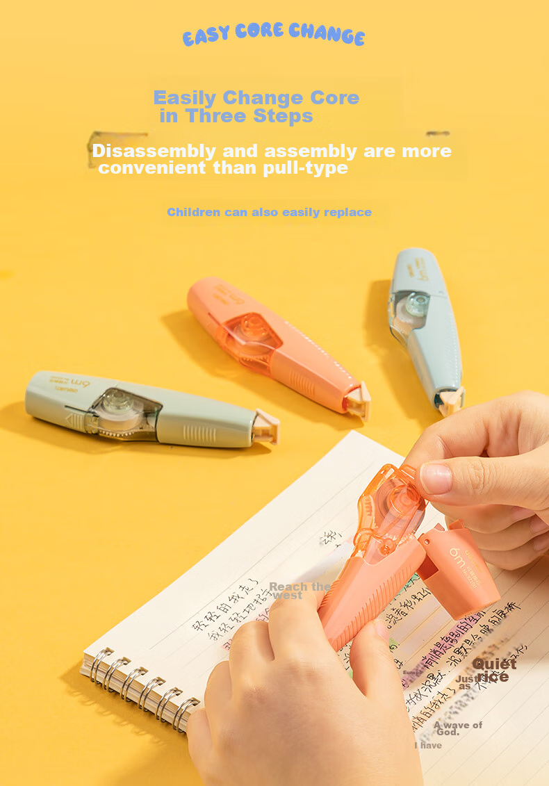 Deli [Lowest Price Online] 36m Pen-Style Correction Tape Refills, Large Capacity Refillable, Student Back-To Stationery Correction Tape, Pack of 6, Correction Tape 5