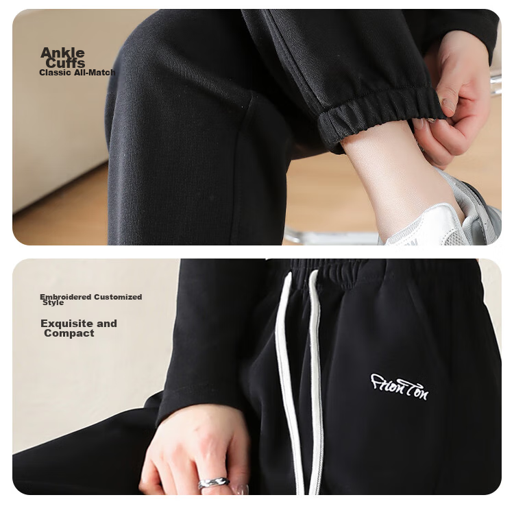 FitonTon Women's Sweatpants, Spring And Summer Style, Loose-Fitting Joggers, Cotton Trousers, Casual Pants for Outdoor Wear, Slimming Effect, Embroidered Sweatpants 11