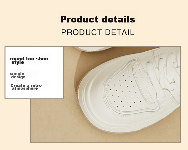 DAPHNE Women's Casual Shoes, Thick-Soled White Sneakers, Versatile Soft-Bottomed Comfortable Flat Shoes, Slimming Athletic Skateboard Shoes for Women, Milk Tea Color, Size 37 13