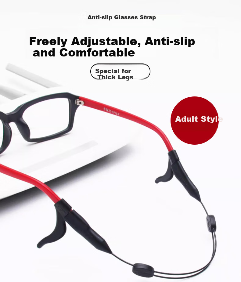 HB Non-Slip Glasses String for Adults, 2 Pieces, Suitable for Thin Eyeglass Arms, with Ear Hooks, Sports Anti-Drop Adjustable Lanyard 3