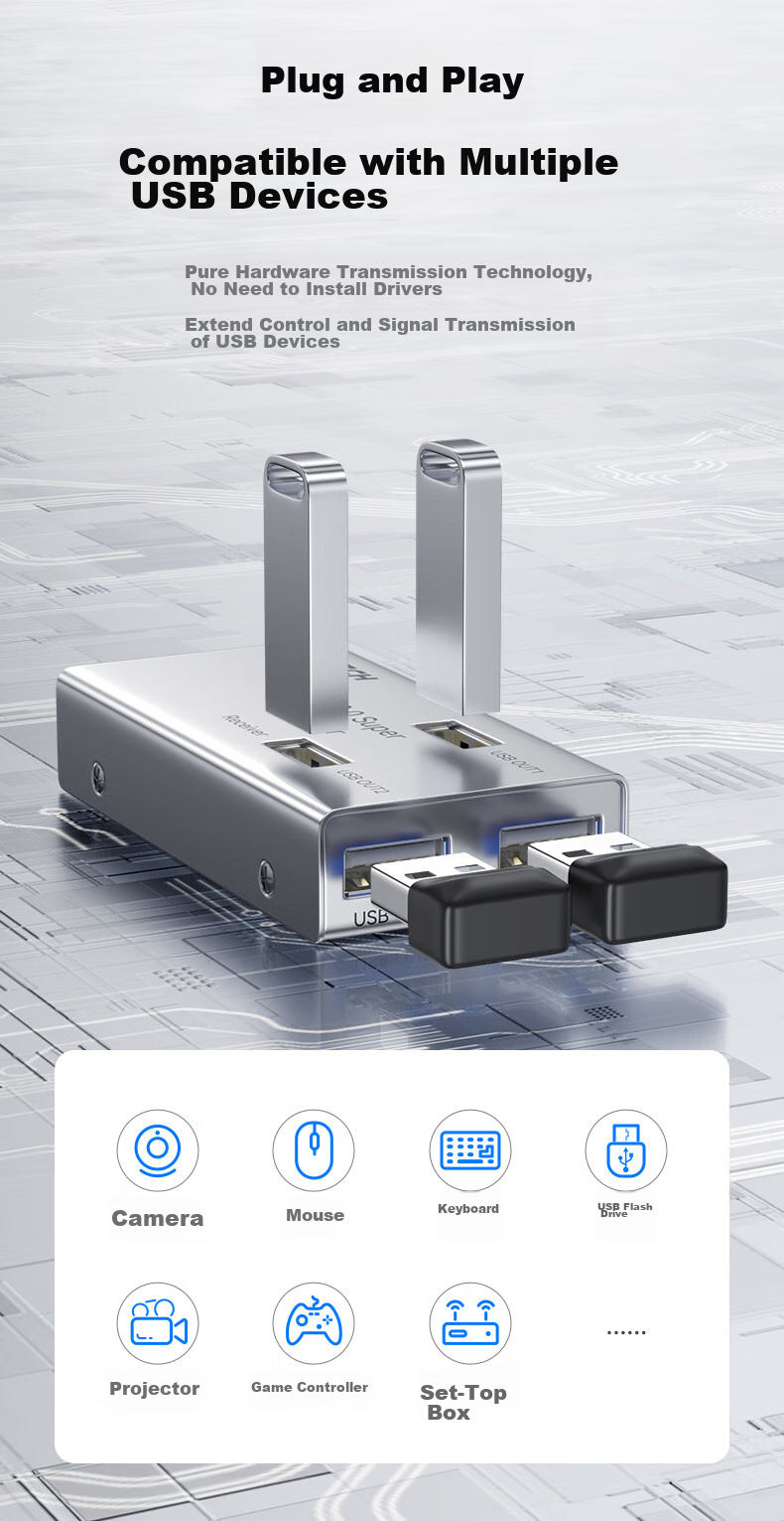 DTECH USB Network Cable Extender 50 Meters, USB 2.0 to RJ45 Ethernet Port Network Signal Amplifier And Extender with 4 Ports, DT-7014A 9