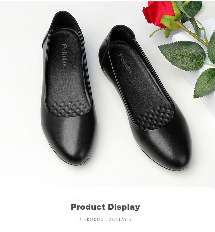 Poitulas Women's Casual Low-Cut Work Shoes, Comfortable Commute Professional Formal Leather Shoes for Women, 8718 Black, Size 39 14