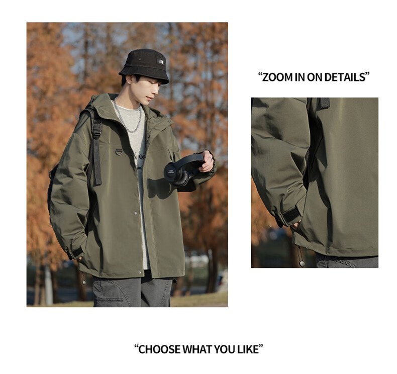 Foss Phil Men's Jacket, Spring And Autumn Outdoor American-Style Casual Coat, Workwear Loose-Fitting Menswear Clothing, 2365 Army Green M 10
