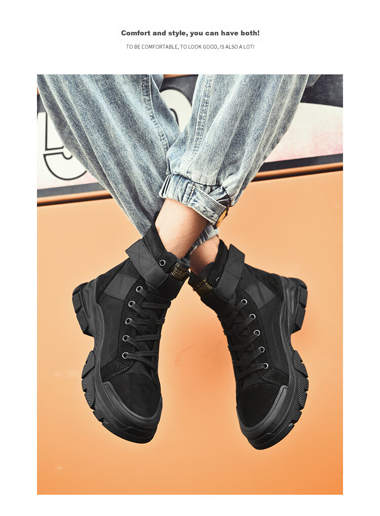 CARTELO Men's High-Top Martin Boots, Autumn And Winter British Style Boots, Men's Work Boots, Hiking Outdoor Safety Shoes 14