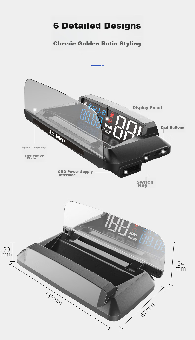 Zianpingxian (ActiSafety) H400S Blue And White HUD Head-Up Display, In-Car OBD Driving Computer, Floating Display 14