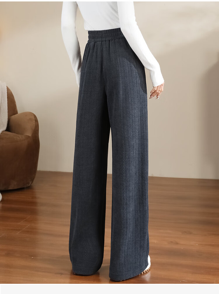 Dme [True Slim Wide-Leg Pants] High-Waisted Slimming Versatile Draping Straight Casual Trousers, Lazy Style Textured Floor-Length Pants 16