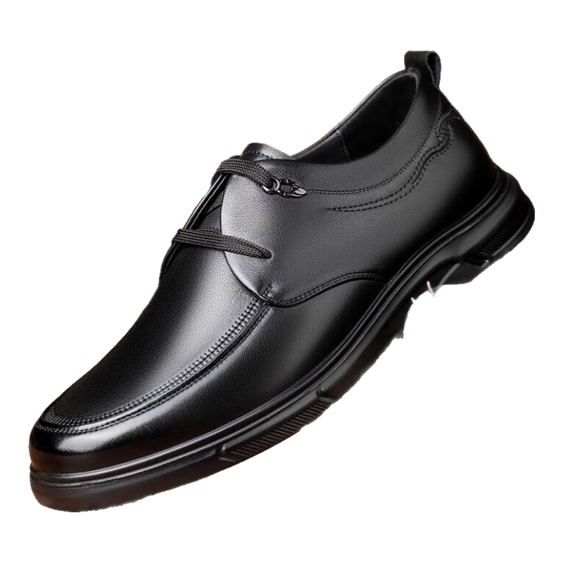 LAORENTOU Men's Leather Shoes, Business Shoes, Lace-Up, Top-Grain Leather, Casual Wedding Shoes, Executive Formal Shoes for Men, LA52 Black, Size 40
