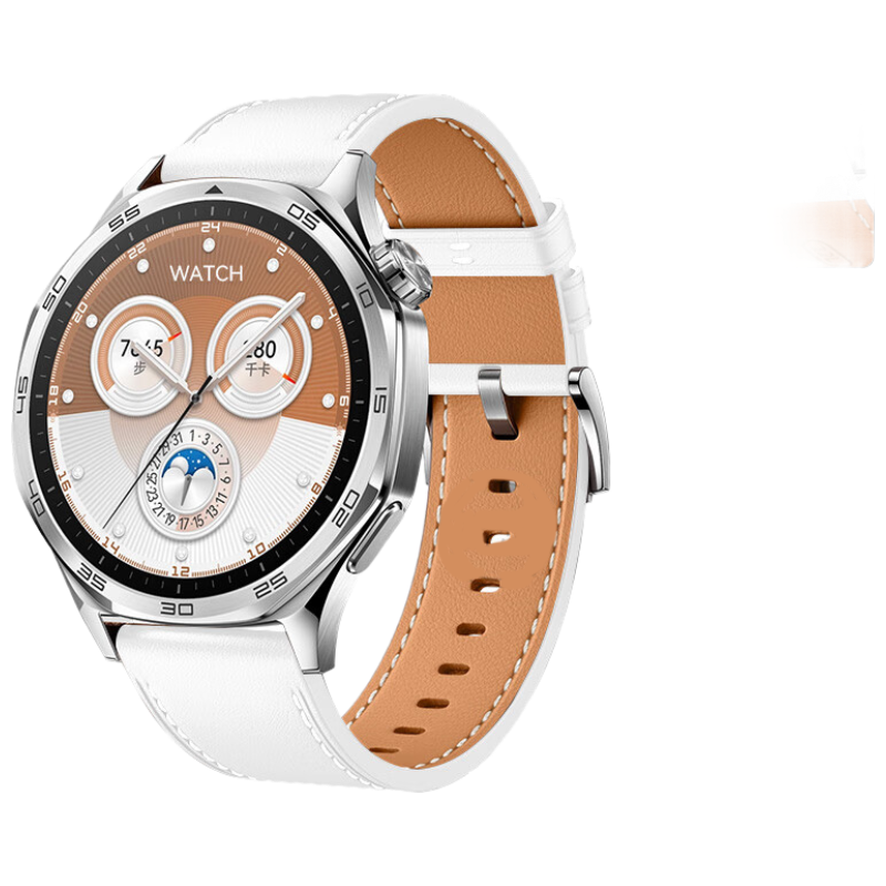 CHENSONG Compatible with Huawei Watch GT6/6Pro Strap Flat Tail Leather Press Quick Release Genuine WATCH GT6/6Pro Leather Band Unisex Business Fashion Accessory 46mm White