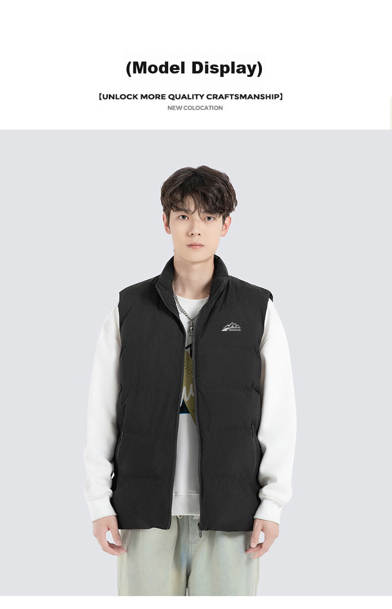 Huili Cotton Vest for Men, Autumn And Winter Warm Thickened Outer Wear, Men's Stand-Up Collar Waistcoat, Casual Cotton Clothing, Men's Wear, Black, 3XL 12