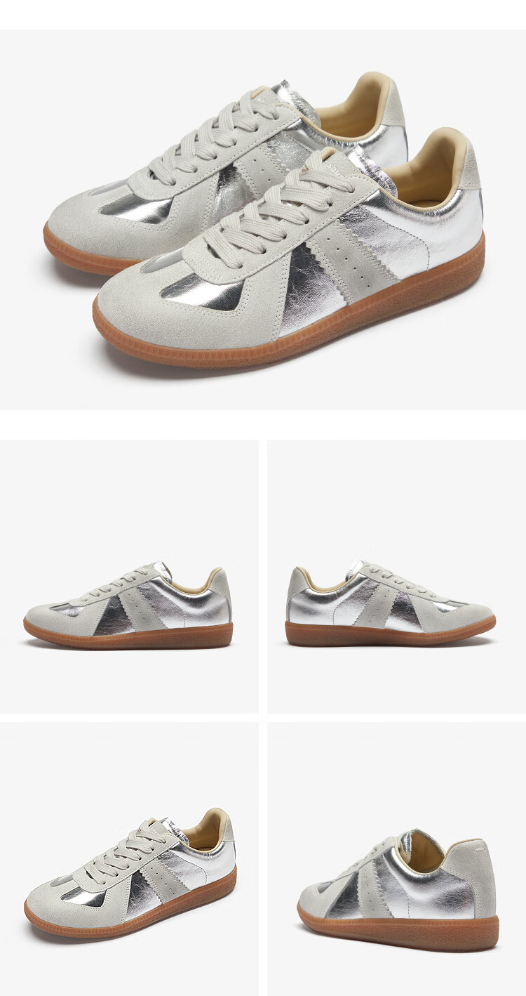 Le Saunda [Jiu Nian Bing Cha] Retro Low-Top Sneakers for Sports Training And Casual Wear 5T26801, Phantom Gray Silver SVL 35 8